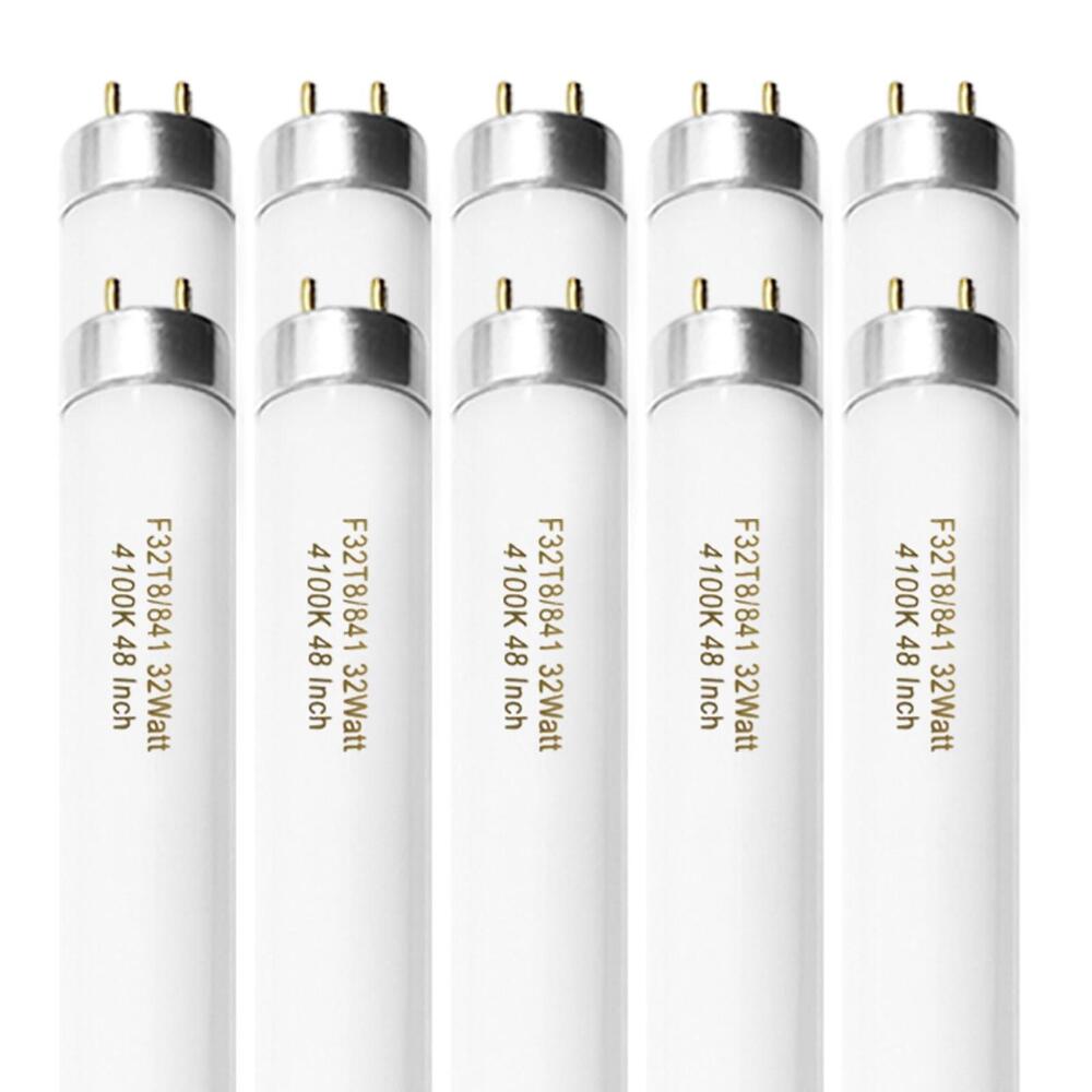 Konideke F32T8/841 32W 48" T8 Fluorescent Light Bulb 10-Pack 4100K Cool White